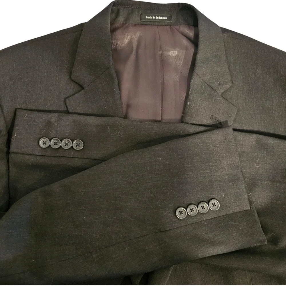 Pronto Uomo Platinum Mens 46R Dark Gray 100% Wool Suit Sport Coat Blazer EUC‎